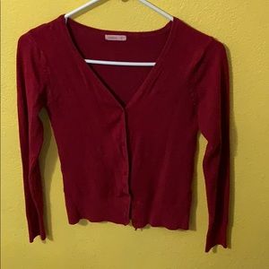 red cardigan